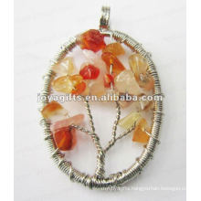 Red Agate Chip Stone Beads Lucky tree pendant